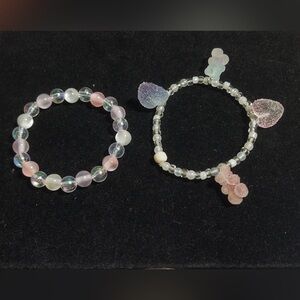 Handmade Iridescent and Pink Beaded Bracelets